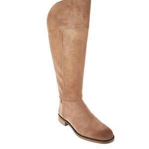 Franco Sarto Christine  Suede Tan Wide Calf Riding Boots, size 4